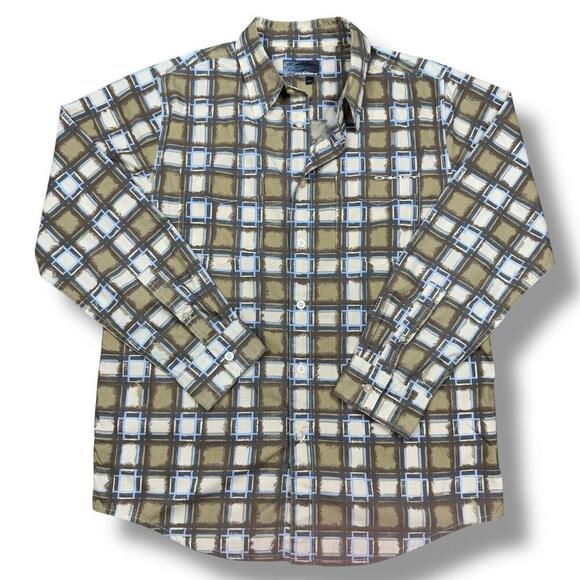 VTG OAKLEY Men’s Plaid Long Sleeve Shirt Large 2000s Y2K Casual Olive Green - Picture 2 of 10